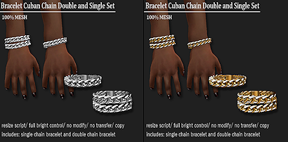 Bracelet Cuban Chain Double and Single Set (F)